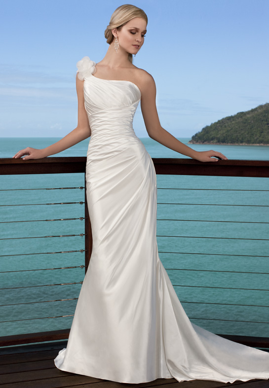 Orifashion Handmade Chic one shoulder Bridal Wedding Dress